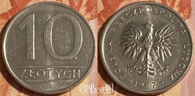 Польша 10 злотых 1987 года, Y# 152.1, 283r-035