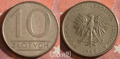Польша 10 злотых 1988 года, Y# 152.1, 047h-006