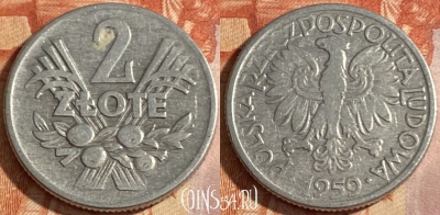 Польша 2 злотых 1959 года, Y# 46, 447r-126 ♛