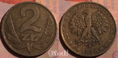 Польша 2 злотых 1976 года, Y# 80.1, 223b-024