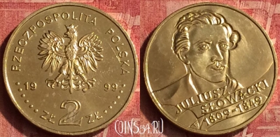 Польша 2 злотых 1999 года, редкая, Y# 356, 369o-131