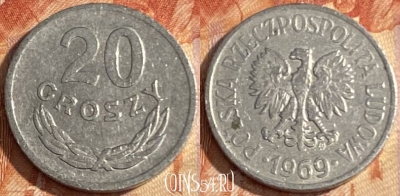 Польша 20 грошей 1969 года, Y# A47, 436r-087