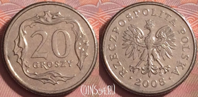 Польша 20 грошей 2008 года, Y# 280, 184k-113