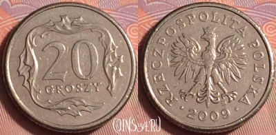 Польша 20 грошей 2009 года, Y# 280, 229k-025