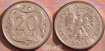 Польша 20 грошей 2013 года, Y# 280, UNC, 106k-085