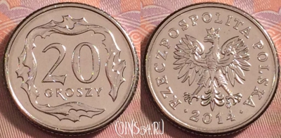Польша 20 грошей 2014 года, Y# 280, UNC, 106k-082