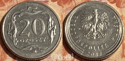 Польша 20 грошей 2017 года, Y# 972, 500р-049