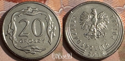 Польша 20 грошей 2018 года, Y# 972, 140s-013