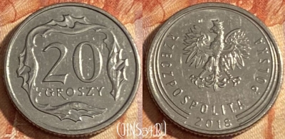 Польша 20 грошей 2018 года, Y# 972, 436r-039