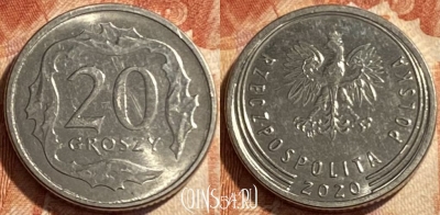 Польша 20 грошей 2020 года, 493р-113 ♛
