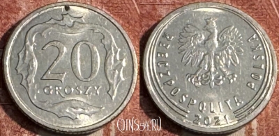 Польша 20 грошей 2021 года, 105s-038 ♛