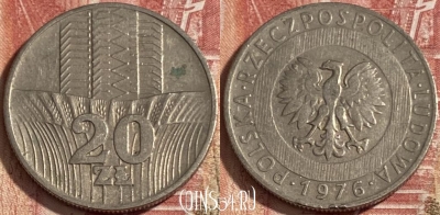 Польша 20 злотых 1976 года, Y# 67, 482р-070