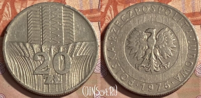Польша 20 злотых 1976 года, Y# 67, 497р-077
