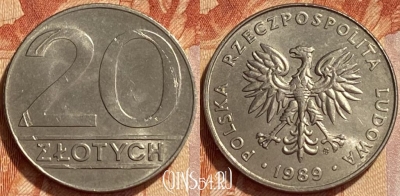 Польша 20 злотых 1989 года, Y# 153.2, 357q-014