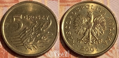 Польша 5 грошей 2001 года, Y# 278, 500р-036
