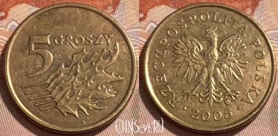 Польша 5 грошей 2005 года, Y# 278, 495р-059