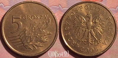 Польша 5 грошей 2008 года, Y# 278, 056i-186
