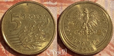 Польша 5 грошей 2018 года, 487р-063