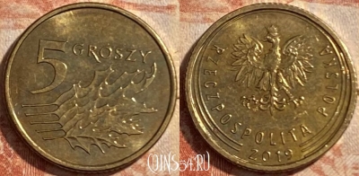 Польша 5 грошей 2019 года, 489р-010