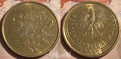 Польша 5 грошей 2020 года, 498р-027
