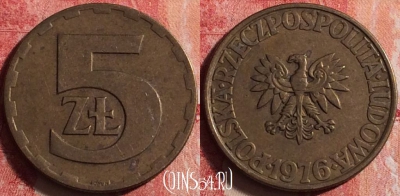 Польша 5 злотых 1976 года, Y# 81.1, 196j-067