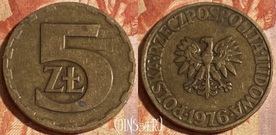Польша 5 злотых 1976 года, Y# 81.1, 289r-086