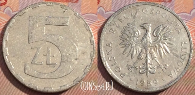 Польша 5 злотых 1989 года, Y# 81.3, 114c-131
