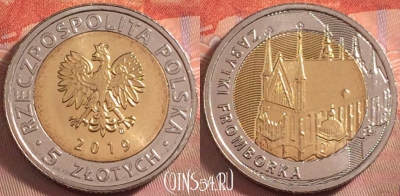 Польша 5 злотых 2019 года, Собор, UNC, 107k-040