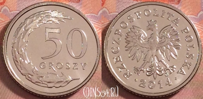 Польша 50 грошей 2014 года, Y# 281, UNC, 107k-129