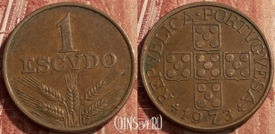 Португалия 1 эскудо 1973 года, KM# 597, 463q-025