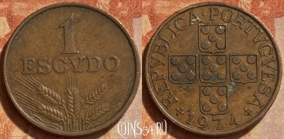 Португалия 1 эскудо 1974 года, KM# 597, 307q-095