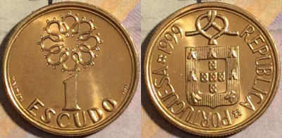 Португалия 1 эскудо 1999 года, KM# 631, 053-133