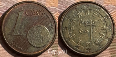 Португалия 1 евроцент 2002 года, KM# 740, 467s-515