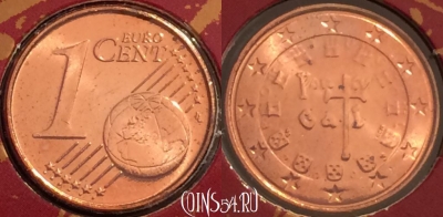 Португалия 1 евроцент 2003 года, KM# 740, BU, 401l-009