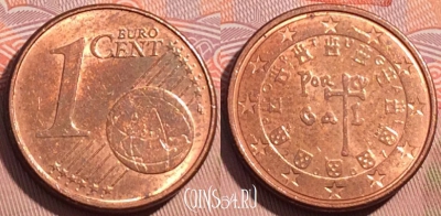 Португалия 1 евроцент 2007 года, KM# 740, 075c-110