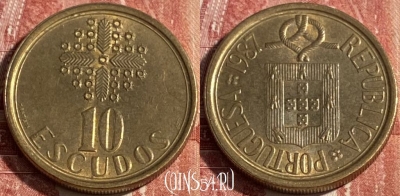 Португалия 10 эскудо 1987 года, KM# 633, 251r-115