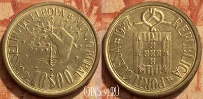 Португалия 10 эскудо 1987 года, KM# 638, 461q-426 ♛