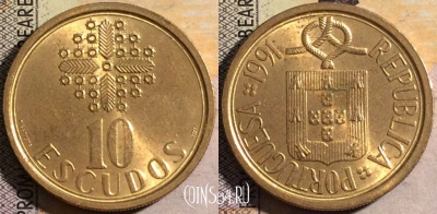 Португалия 10 эскудо 1991 года, KM# 633, 053-156