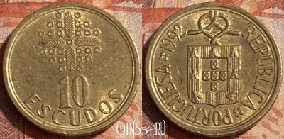 Португалия 10 эскудо 1992 года, KM# 633, 487р-031