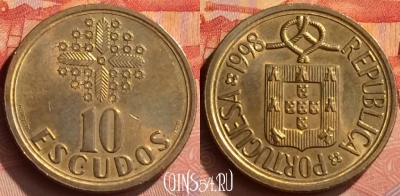Португалия 10 эскудо 1998 года, KM# 633, 255n-137
