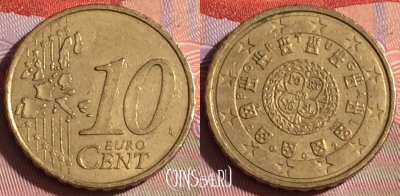 Португалия 10 евроцентов 2002 года, KM# 743, 261c-033