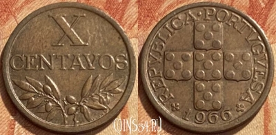 Португалия 10 сентаво 1966 года, KM# 583, 461q-444 ♛