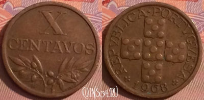Португалия 10 сентаво 1968 года, KM# 583, 082j-139