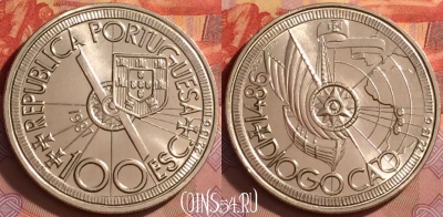 Португалия 100 эскудо 1987 года, KM# 641, UNC, 201l-146
