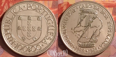 Португалия 100 эскудо 1988 года, KM# 642, UNC, 201l-145