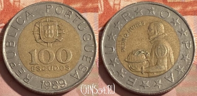 Португалия 100 эскудо 1989 года, KM# 645, 304r-125