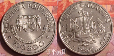 Португалия 100 эскудо 1989 года, KM# 646, UNC, 062k-079