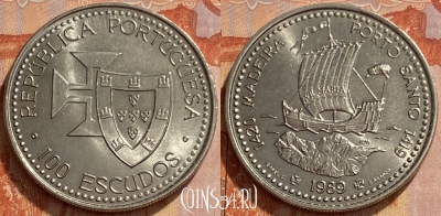 Португалия 100 эскудо 1989 года, KM# 647, 461q-382 ♛
