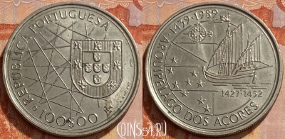Португалия 100 эскудо 1989 года, KM# 648, 461q-384 ♛