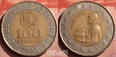 Португалия 100 эскудо 1990 года, KM# 645, 244n-116